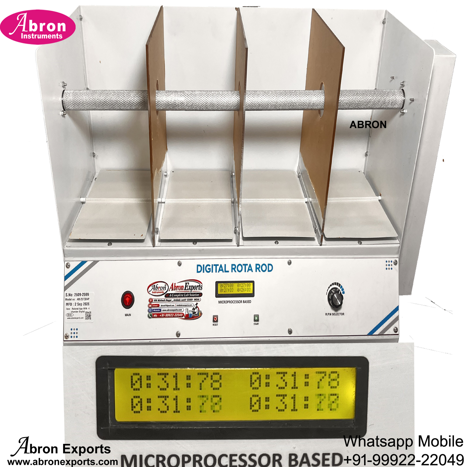 Pharmacy Rotarod Rota Rod Digital Timer 4 Compartments For Study Mice Effect of Medicen And Motin Pharmacology Pharmacy Rat Mice Abron AB-2573D4P 